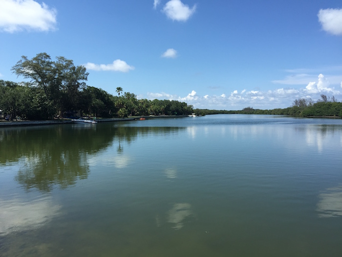 The boat canal with campsites right next to it.