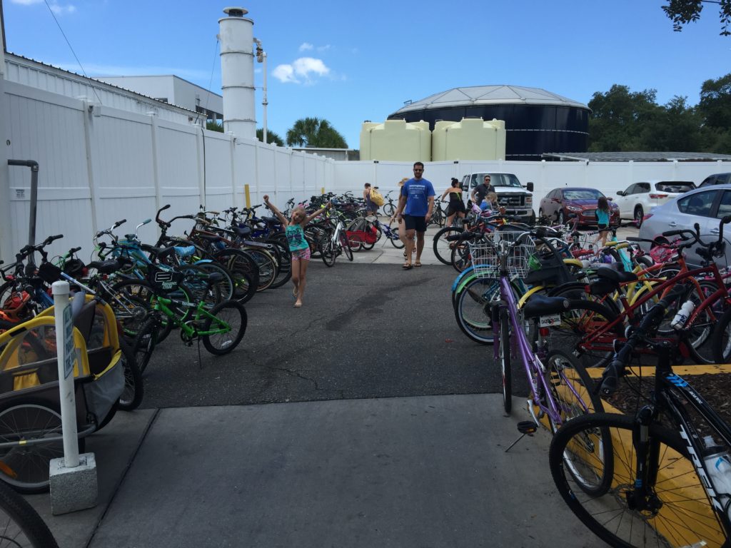 Get a load of the number of bikes parked at the pool area. This gives you an idea just how busy the place was on Memorial Day weekend. Way more bikes than there were spots on the rack. And an equal number of golf carts, too.